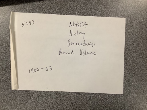 NYSTA History Proceedings Bound Volume 1900-03