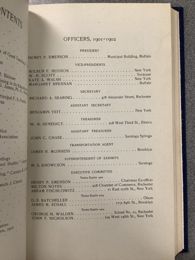 Officers List for 1901-1902