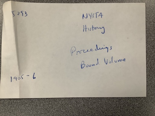 NYSTA History Proceedings Bound Volume