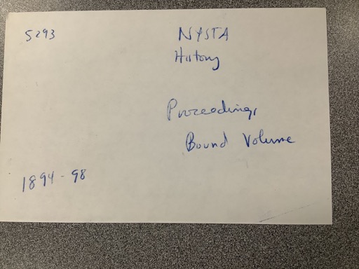 NYSTA Hutong Proceedings Bound Volume 1894-98