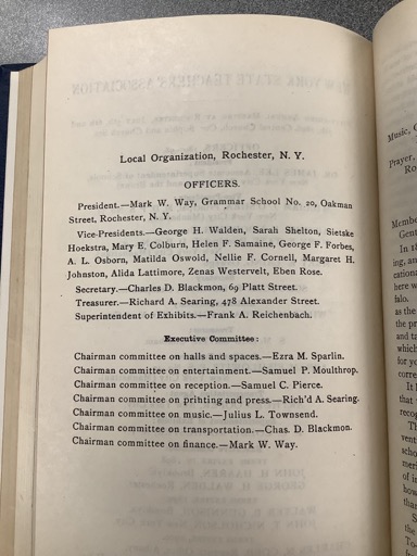Local Organization, Rochester, N.Y. Officers