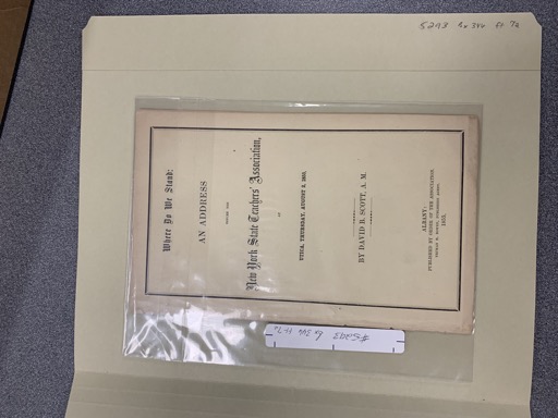 Address by David R. Scott for New York State Teachers' Association