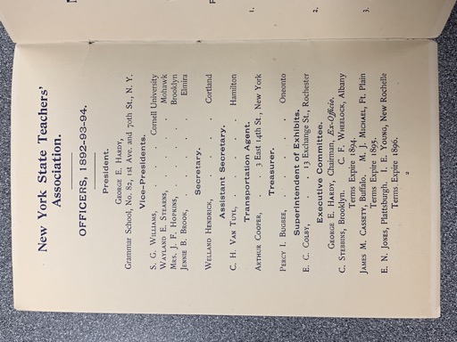 New York State Teachers' Association Officers List