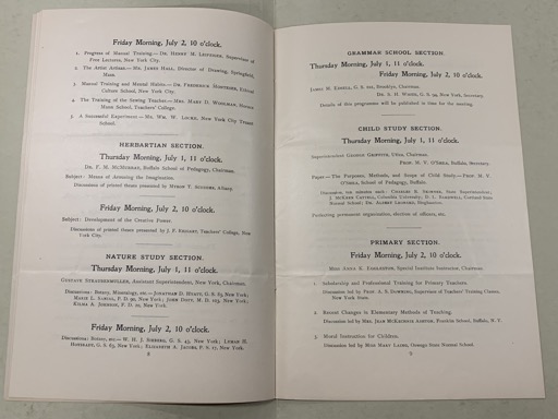 Schedule for Educational Sections