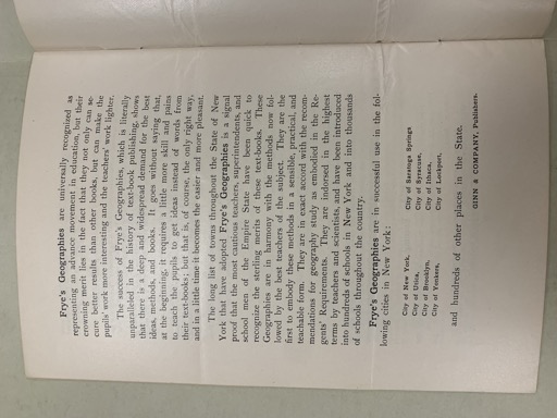 Frye's Geographies Textbook Promotion