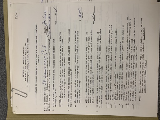 Survey of Salary Schedule Provisions for Professional Personnel