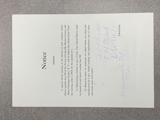 Notice for Special School Meeting