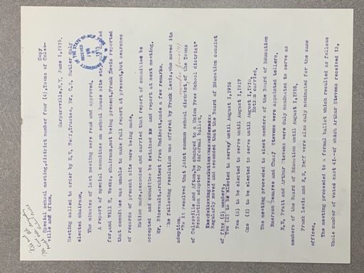 Special School Meeting Minutes