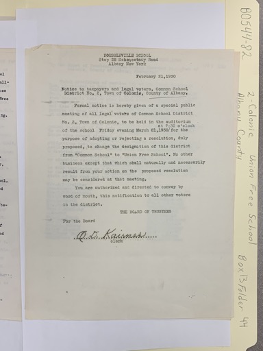 Notice of Special Public Meeting for Common School District