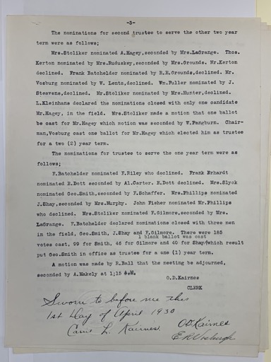 Meeting Minutes for Trustee Nominations